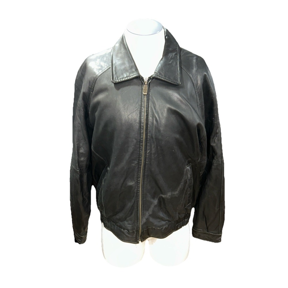 perry ellis mens leather jacket Large Black
